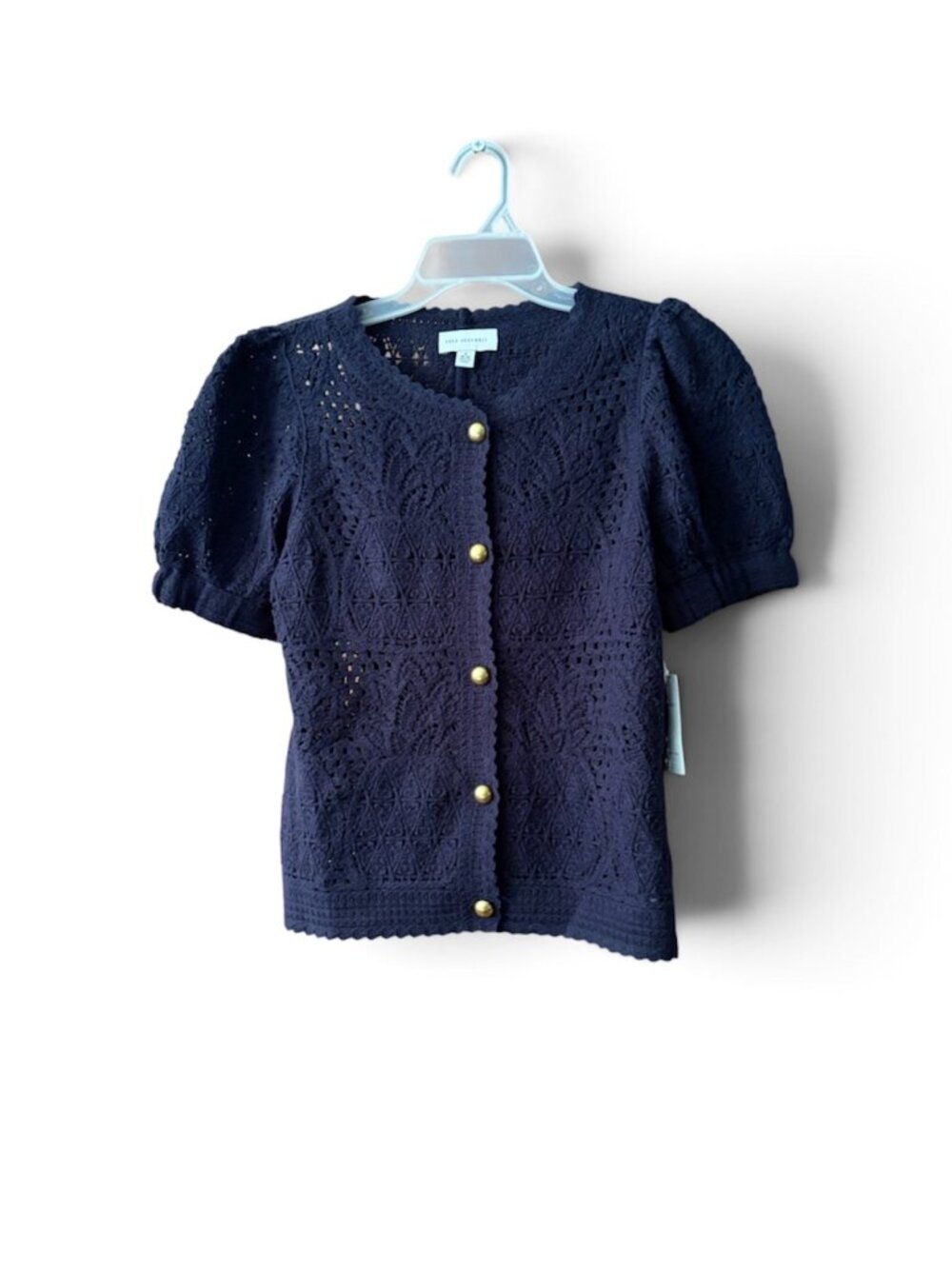 Women's SS Pineapple Cardi, Free assembly, S (4-6), Darkest Navy, NWT